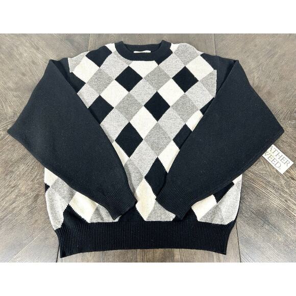 New Vtg Lambs Wool Sweater Men's Size M Heather & Tweed Diamond Pullover NWT - Picture 2 of 9